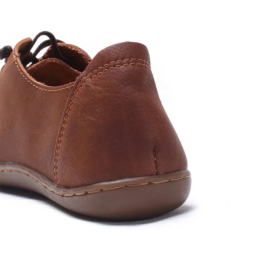 (35-46)Women Shoes Flat 100% Authentic Leather Plain toe Lace up Ladies Shoes Flats Woman Moccasins Female Footwear (5188-6)