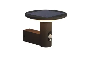 4lite Die-Cast Aluminium Circular Solar LED Talana Wall Light 2 Modes Motion Detector Graphite