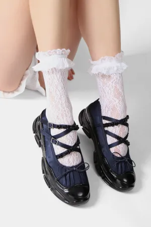 Ballet Sneakers - Navy Blue with Pearls