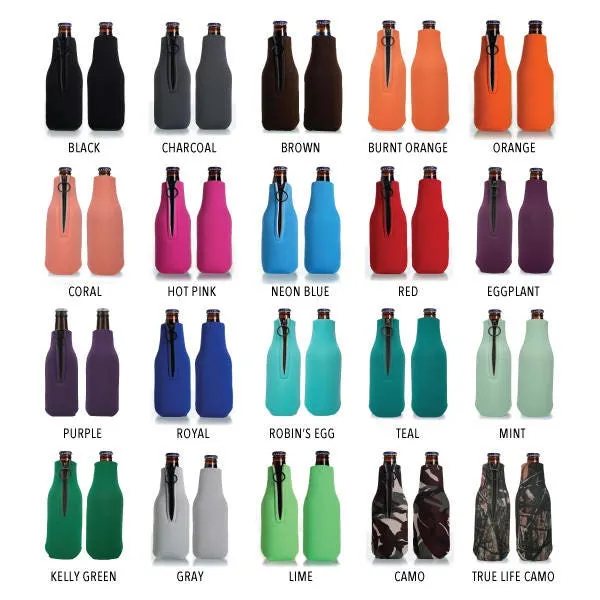 Collapsible Foam Zippered Bottle Cooler #202Z - Monogram