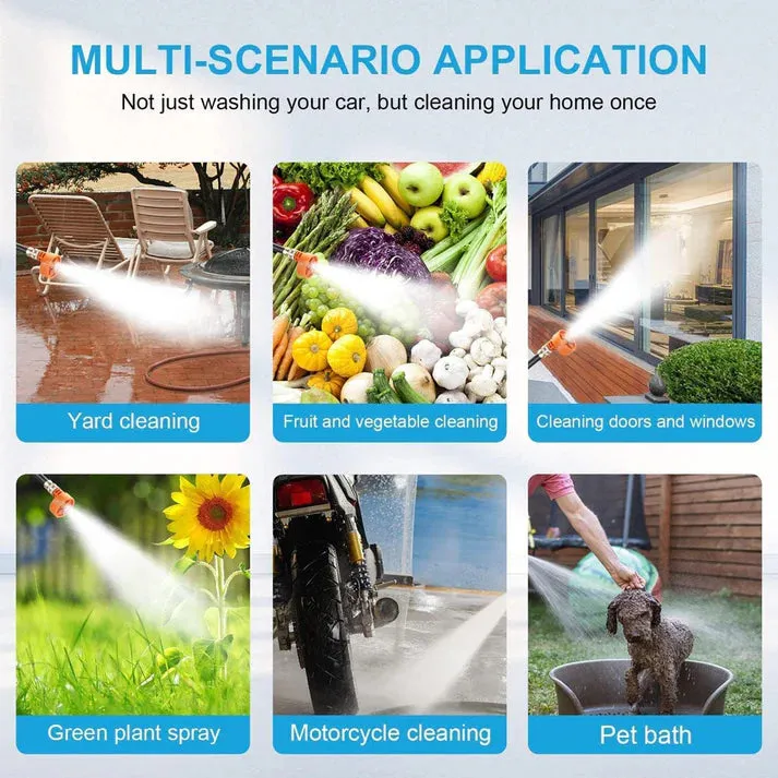 Crony HL-777 Car wash Cordless Electric High Pressure Car Washer Manual Rechargeable Car Washing Machine with Adjustable 3-in-1 Nozzle and Hose Pipe