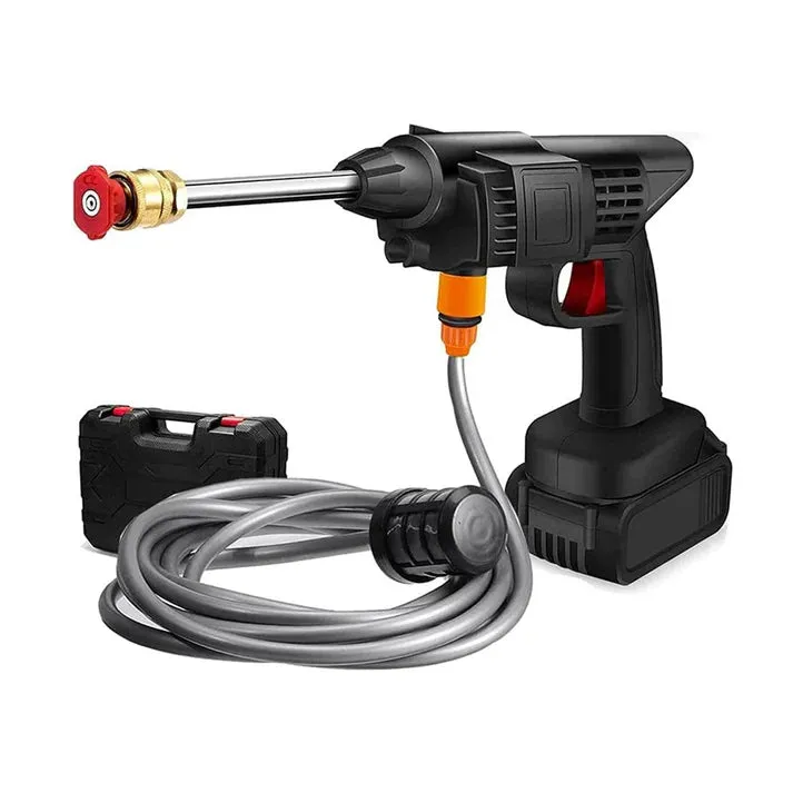 Crony HL-777 Car wash Cordless Electric High Pressure Car Washer Manual Rechargeable Car Washing Machine with Adjustable 3-in-1 Nozzle and Hose Pipe