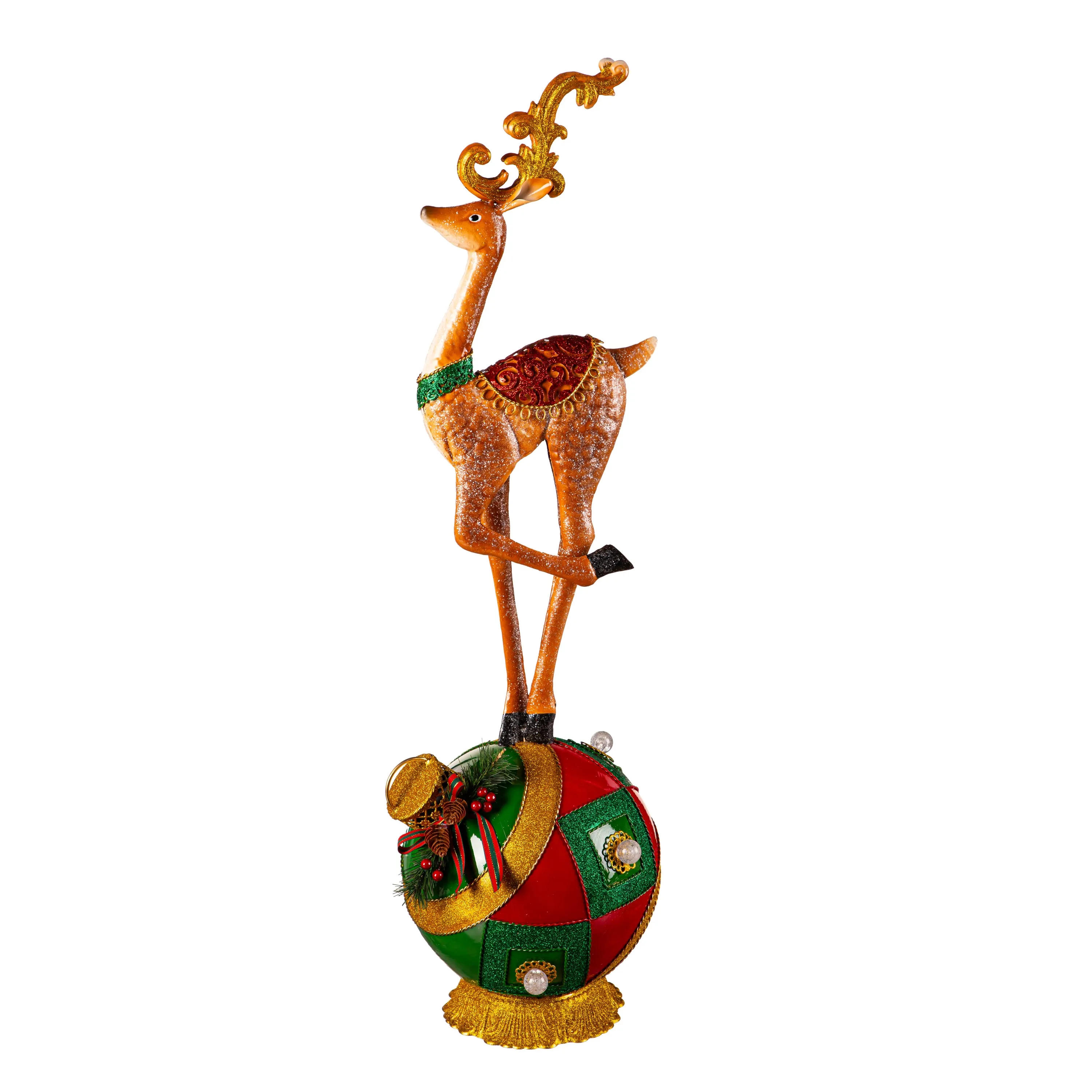Evergreen Statuary,36"H LED Reindeer On Ornament Statuary,10.82x10.82x35.82 Inches