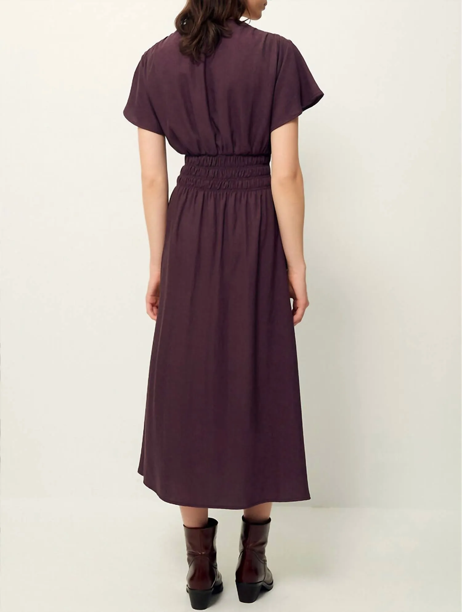 Galaya Button-Down Midi Dress In Plum