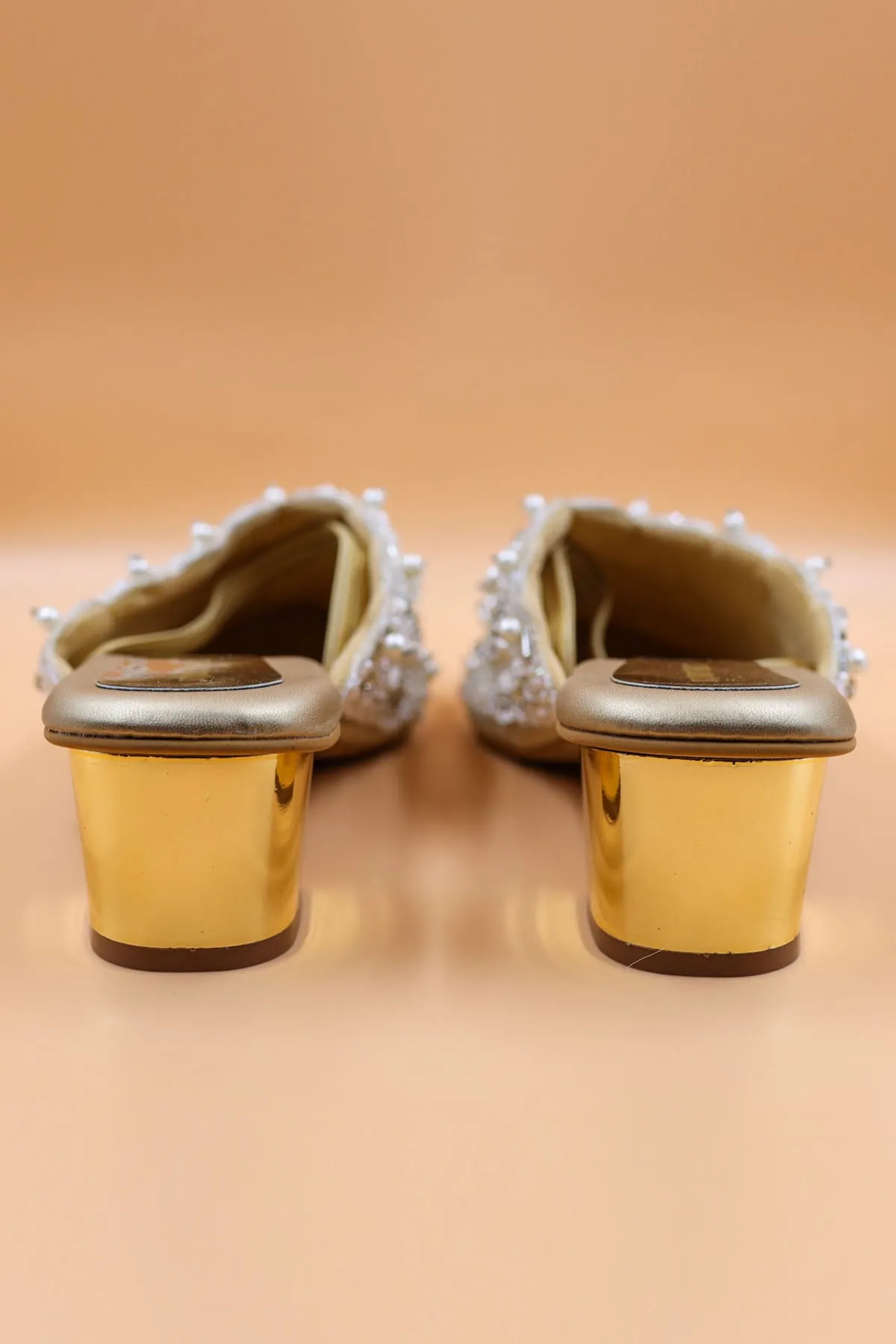 Gold Sequins Embroidered Mules