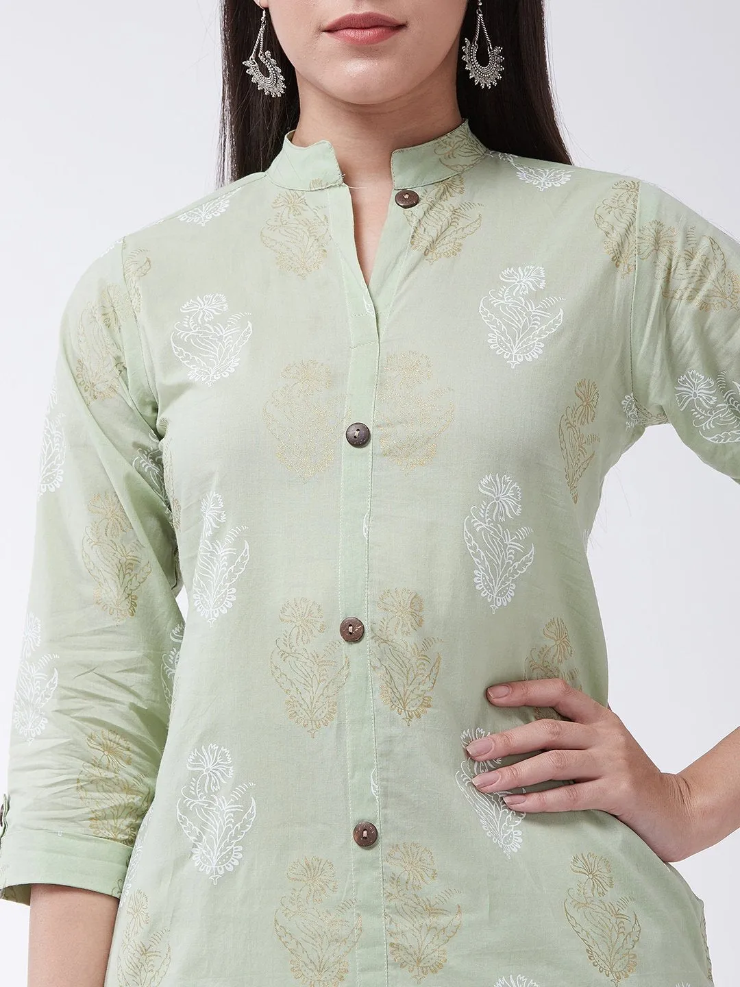 Green Print Kurta
