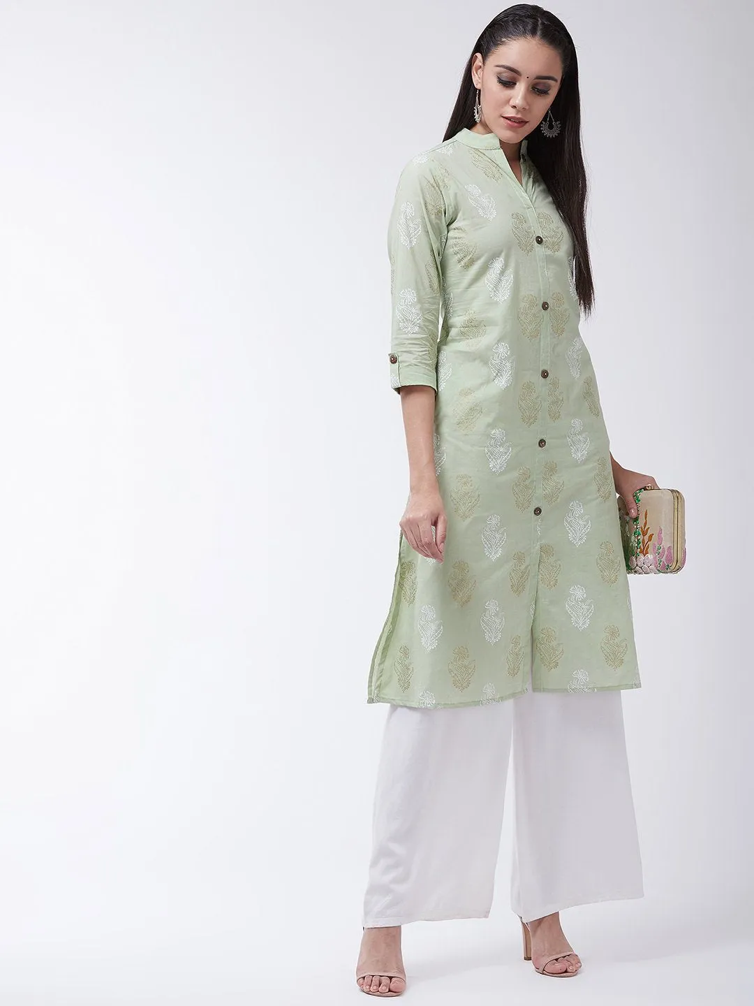 Green Print Kurta