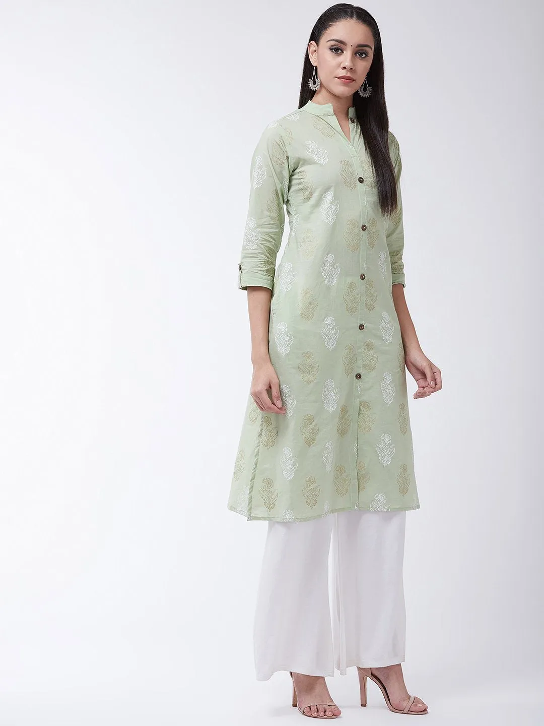 Green Print Kurta