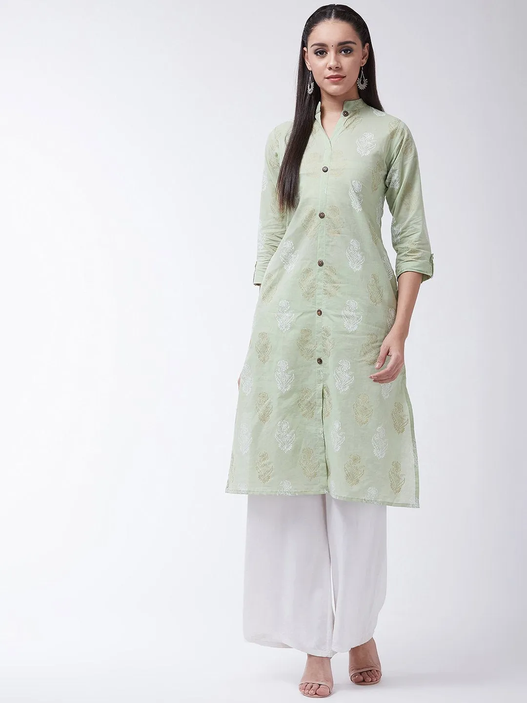 Green Print Kurta