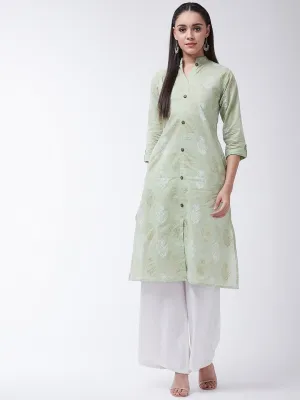 Green Print Kurta