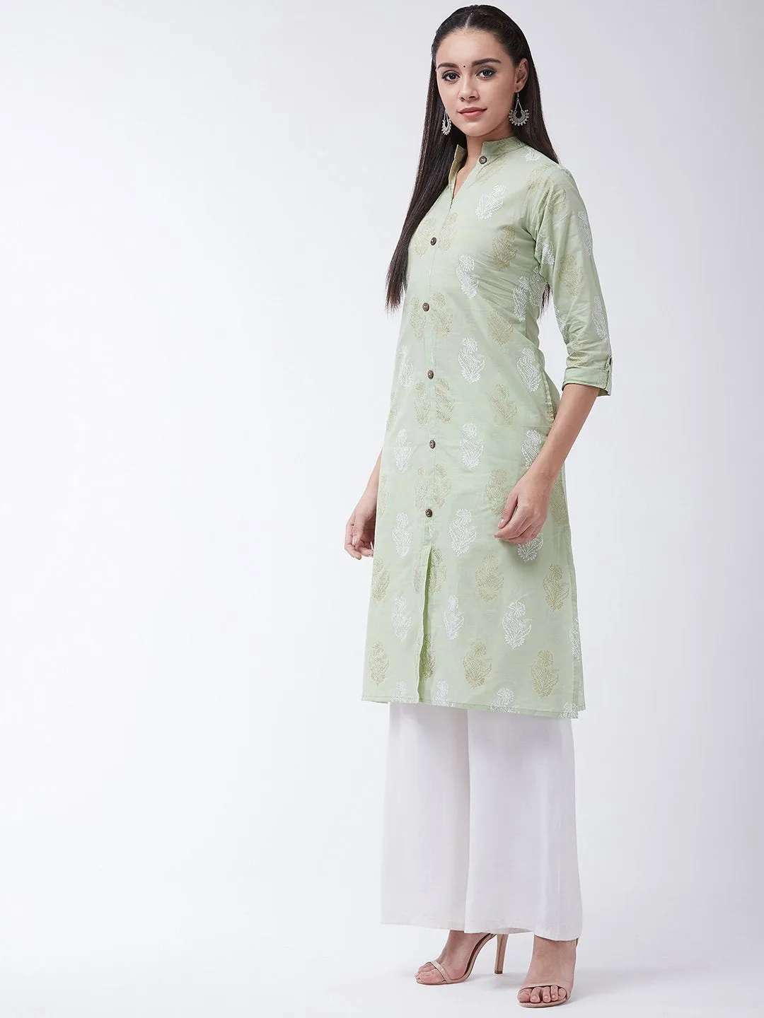 Green Print Kurta