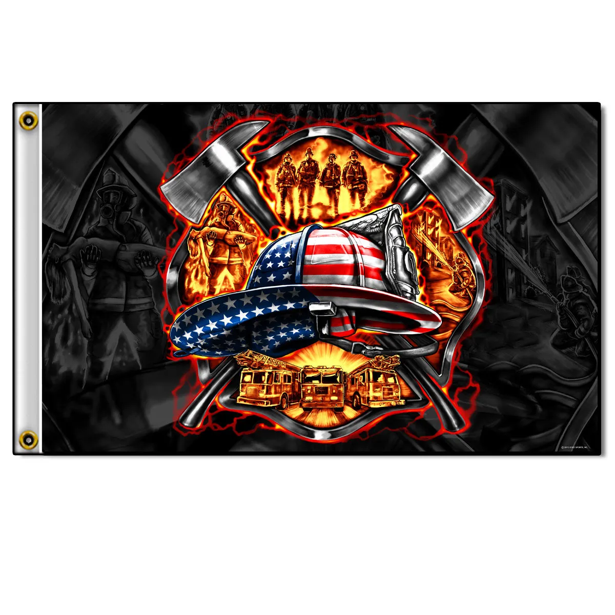 Hot Leathers FGA1056 Fire Fighter Flag 3 Foot x 5 Foot