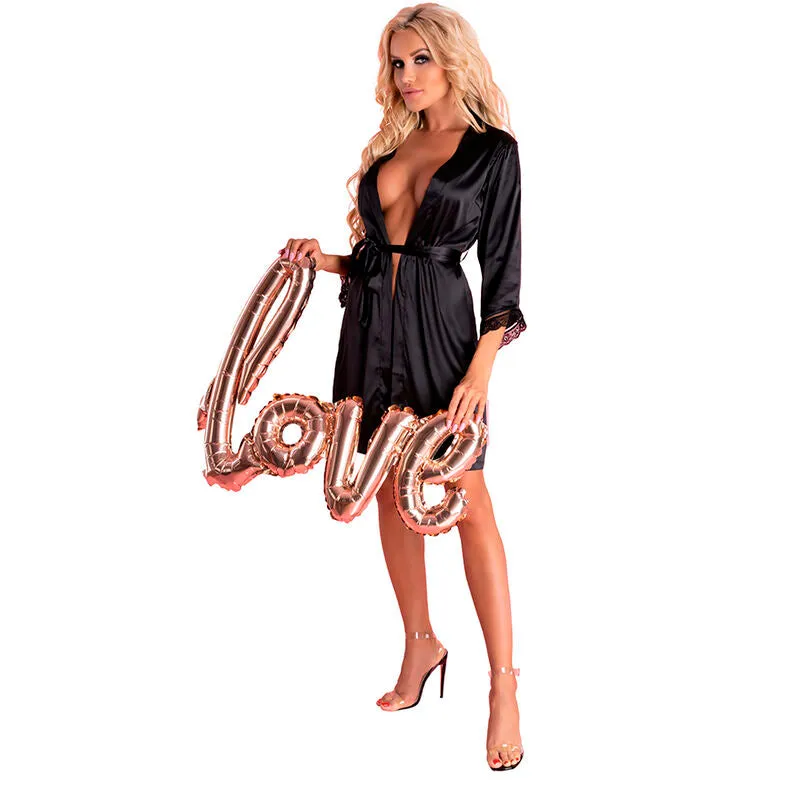LIVCO CORSETTI FASHION - ARILADYEN LC 90568 DRESSING GOWN   PANTY BLACK