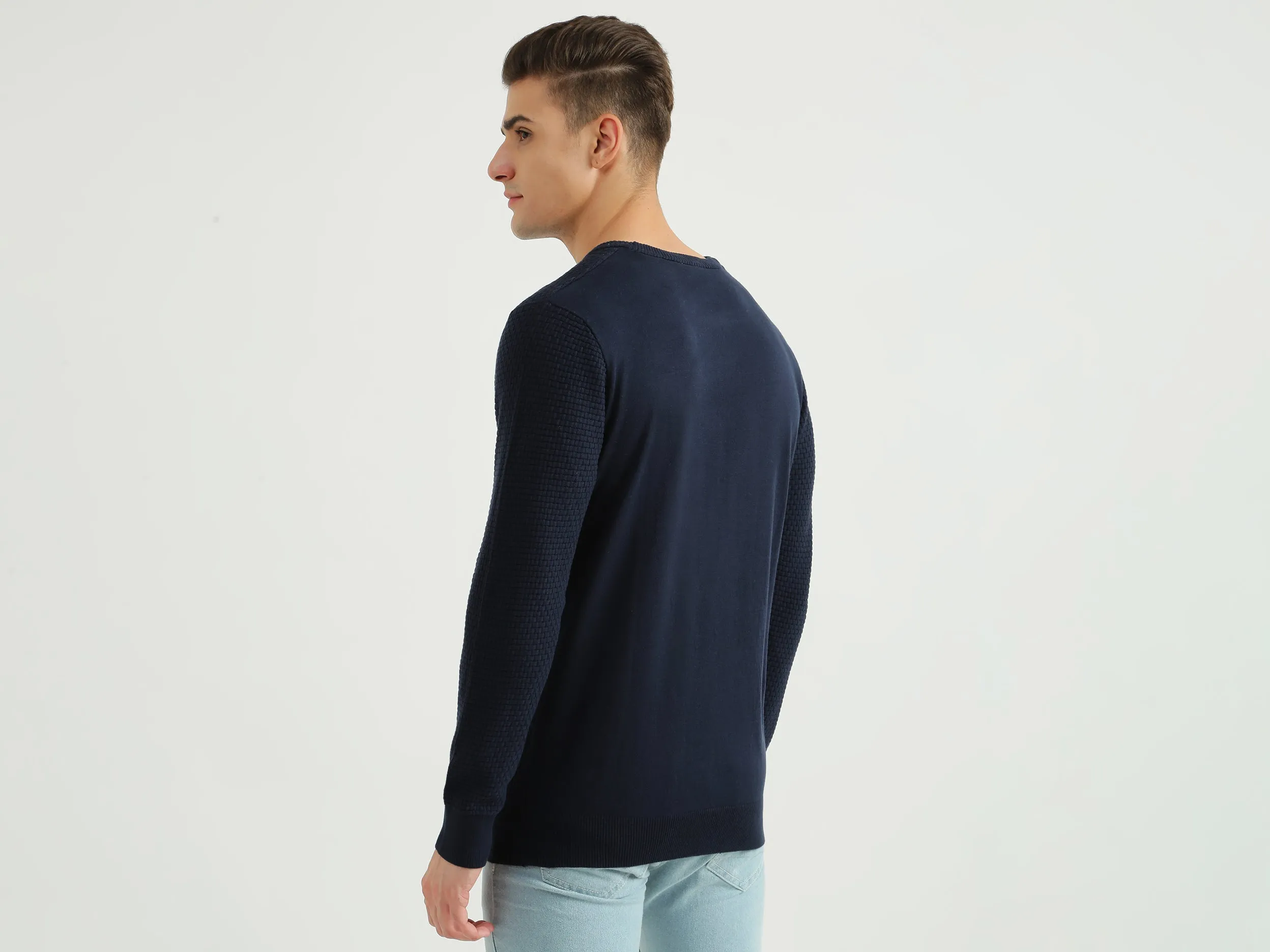 Mens Long Sleeve Solid Sweater