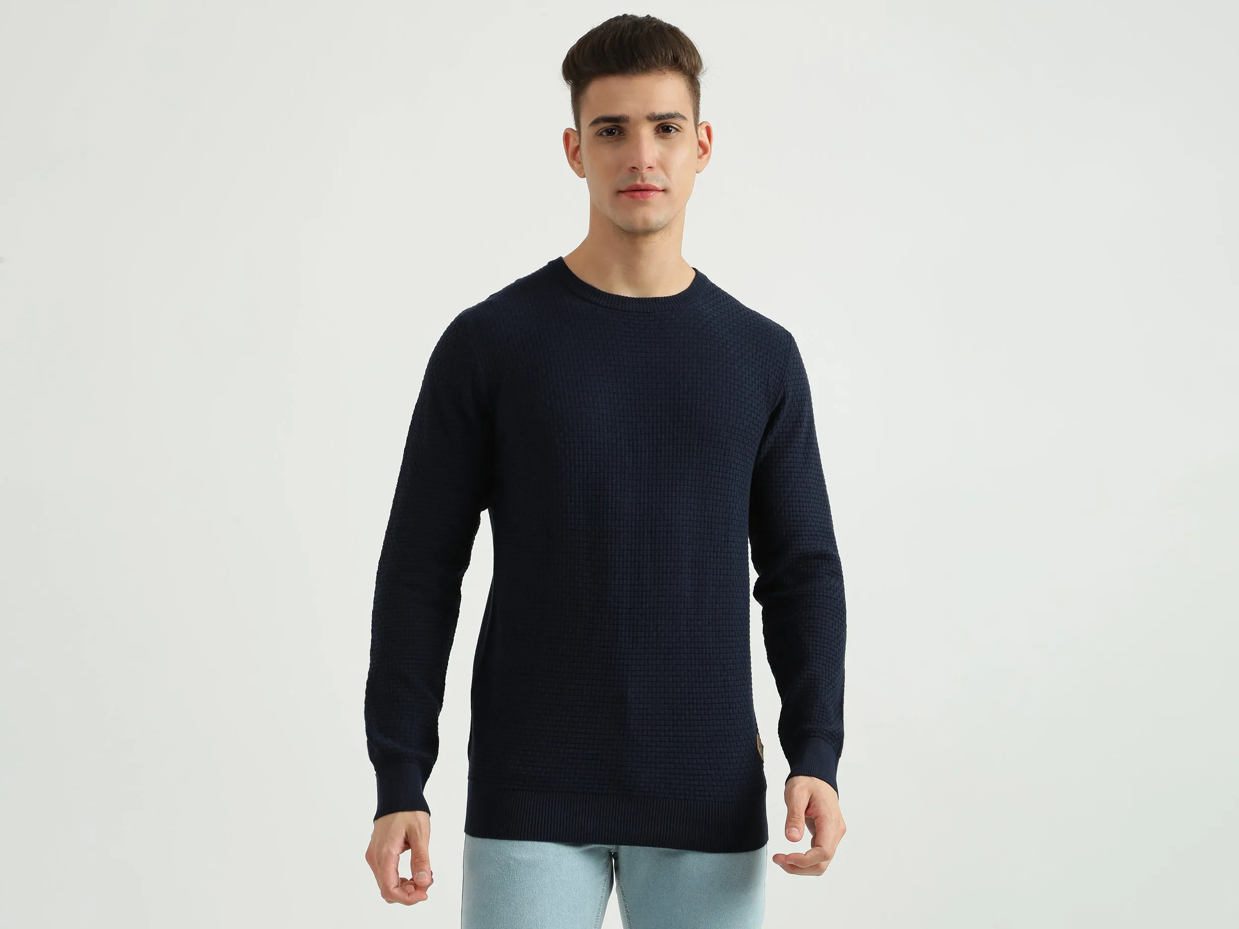 Mens Long Sleeve Solid Sweater