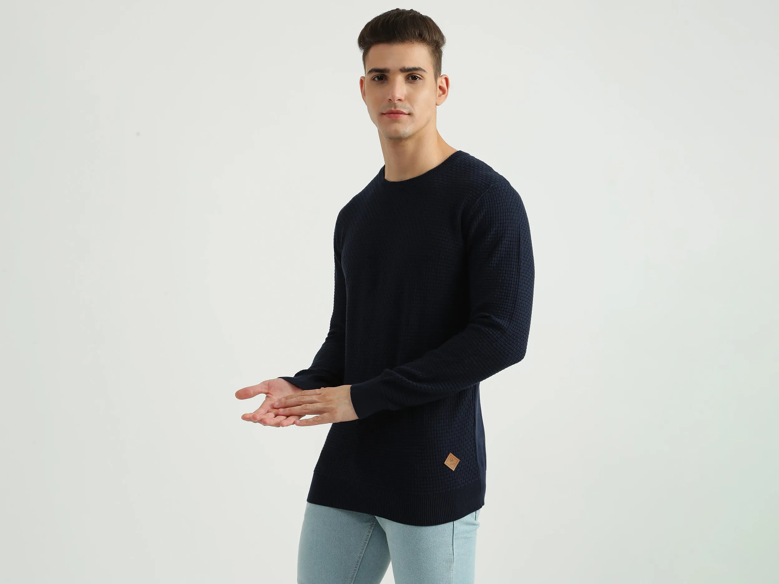 Mens Long Sleeve Solid Sweater