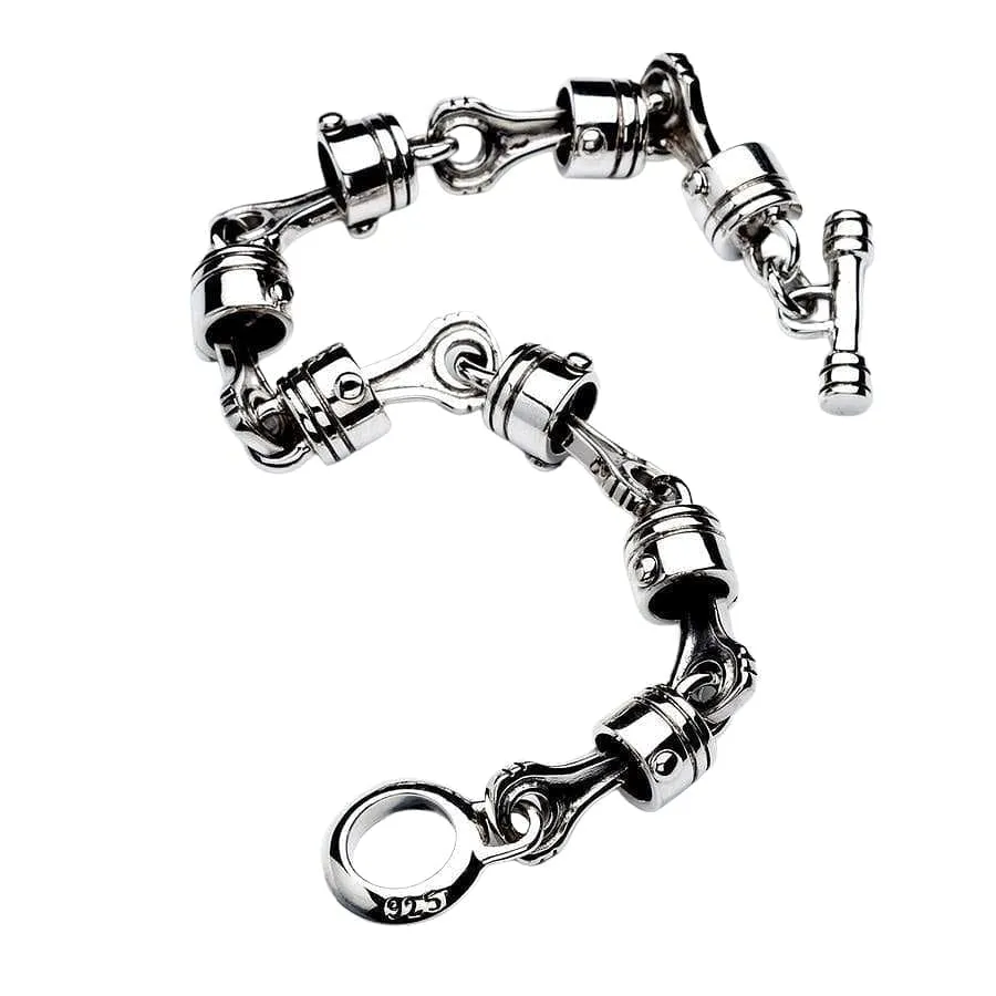 Motorcycle Piston Sterling Silver Biker Bracelet