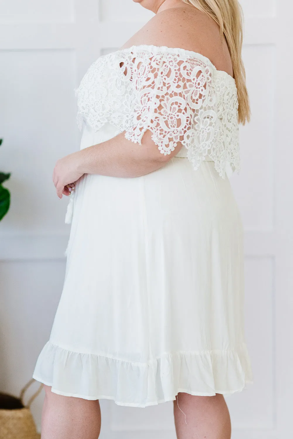 Off-the-shoulder Lace Sleeves Plus size Dress