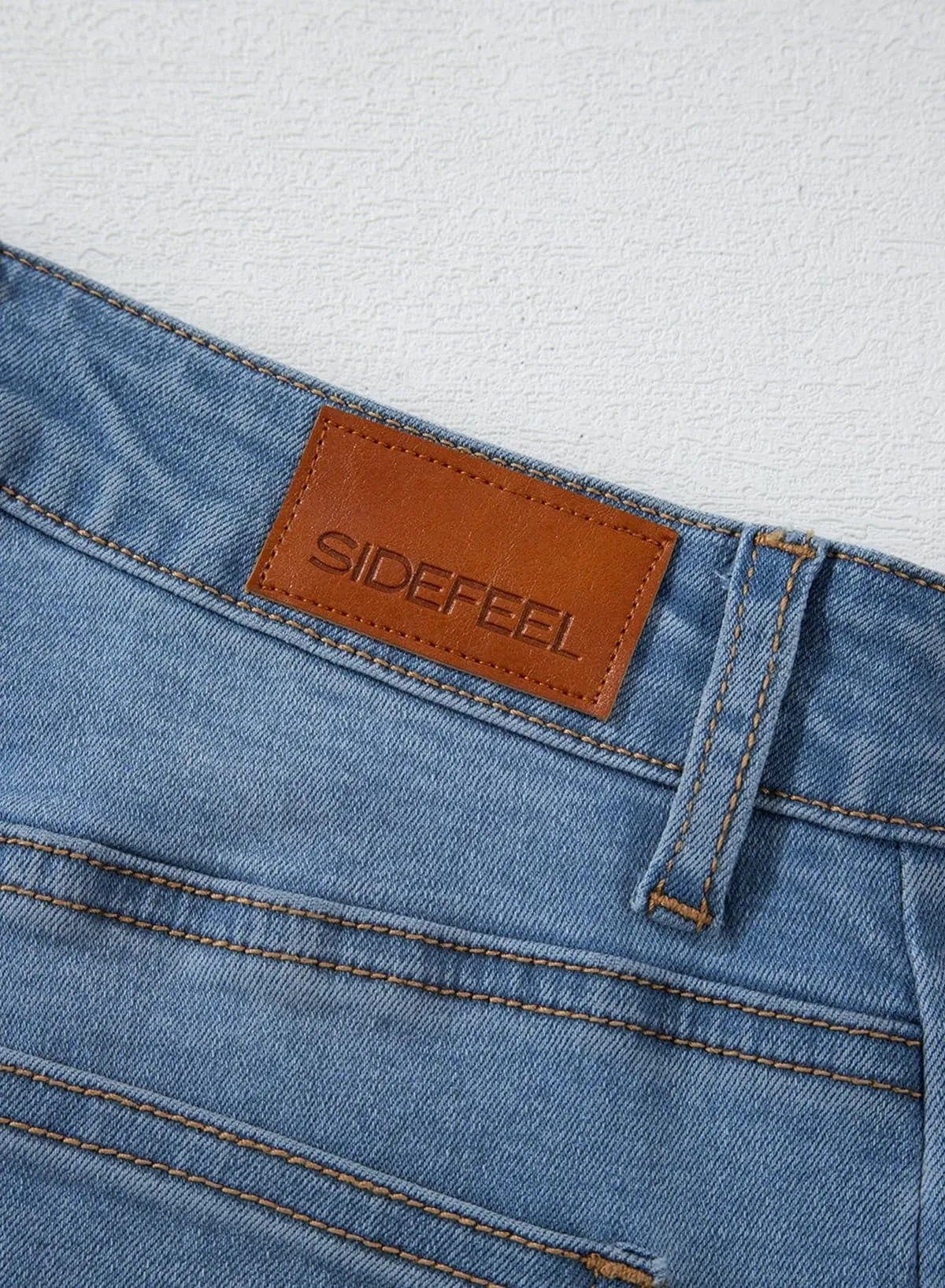 Sidefeel Women's Wide Leg Jeans High Waisted Strechy Raw Hem Denim Pants