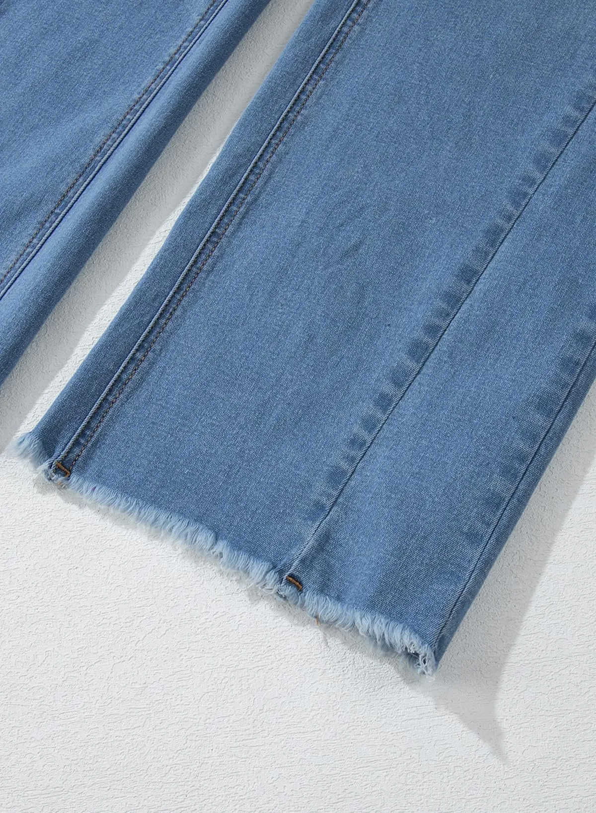 Sidefeel Women's Wide Leg Jeans High Waisted Strechy Raw Hem Denim Pants
