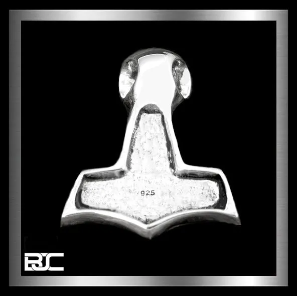 Sterling Silver Viking Norse Dragon Thors Hammer Pendant