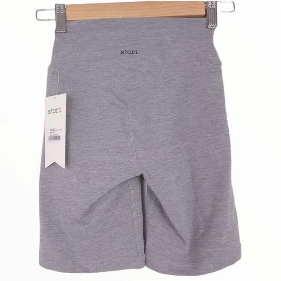 Stori Perserverance Fitted 7” Short Heathered Ash Biker Active Wear Size 2 New