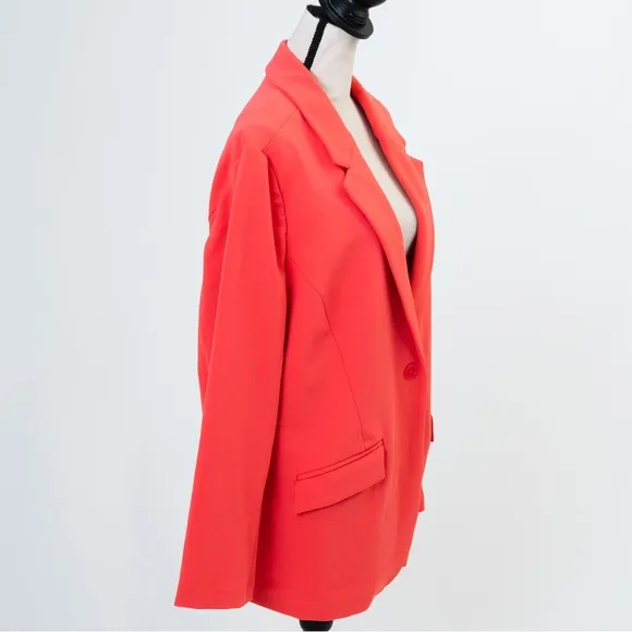 Timeless classic crepe coral single button blazer Diane Gilman DG2 spring