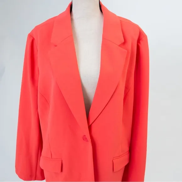 Timeless classic crepe coral single button blazer Diane Gilman DG2 spring