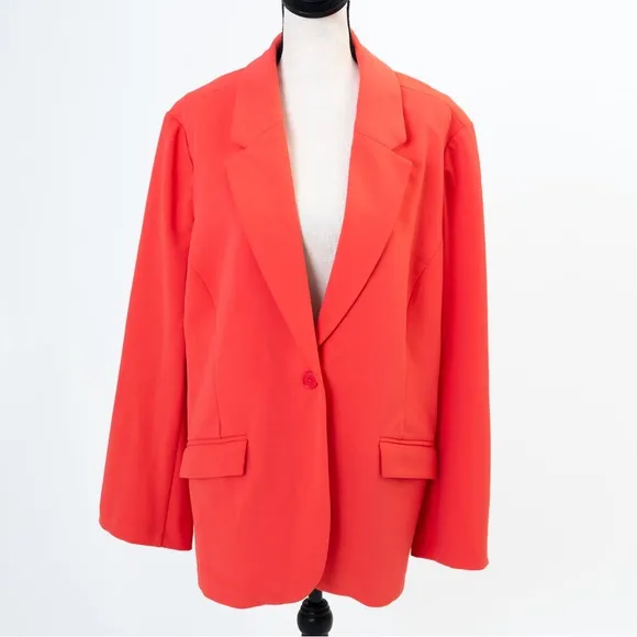 Timeless classic crepe coral single button blazer Diane Gilman DG2 spring