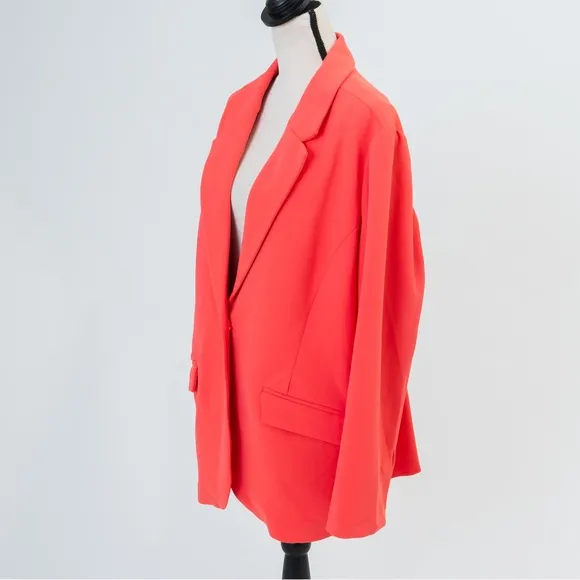 Timeless classic crepe coral single button blazer Diane Gilman DG2 spring