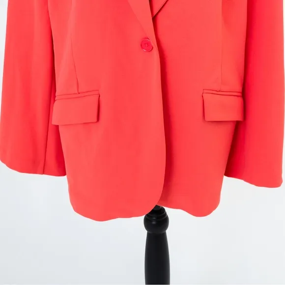 Timeless classic crepe coral single button blazer Diane Gilman DG2 spring