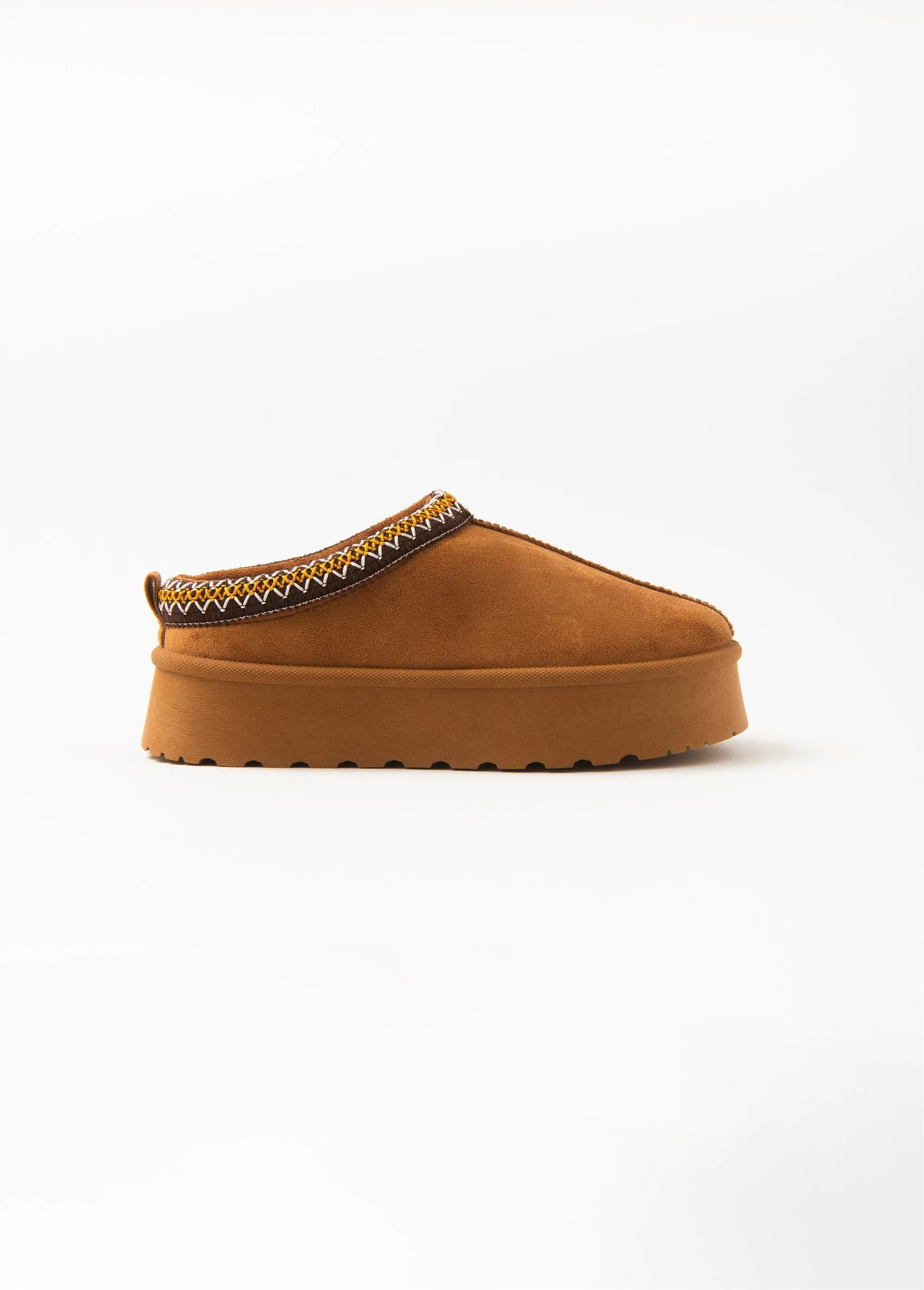 Warm clog-style wedge mules
