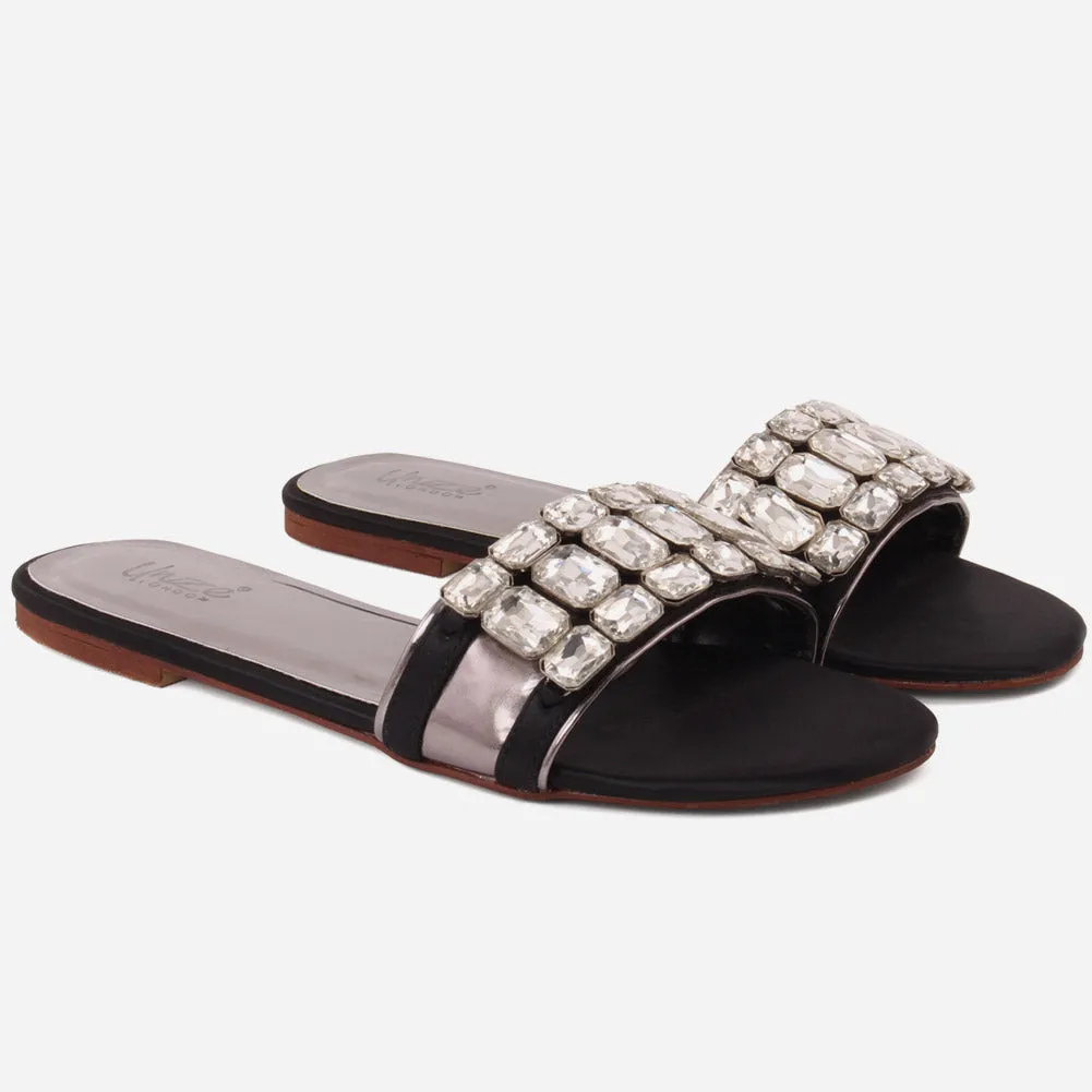 Women "IRINA" Gemstone Wide Fit Backless Slippers