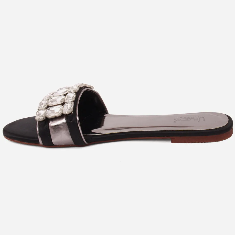 Women "IRINA" Gemstone Wide Fit Backless Slippers