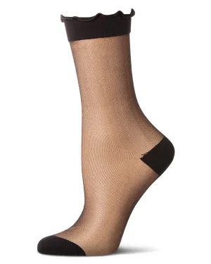 Women's Lettuce-Edge Silky Sheer Crew Sock